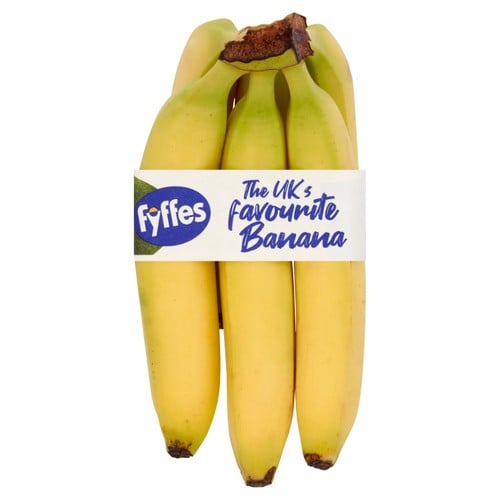 Bunches of bananas as one of the fruit choices in Morrisons Grocery