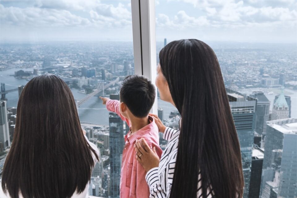 Family enjoying the skyline view at One World Observatory - New York