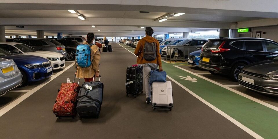 Cars parked in an airport car park