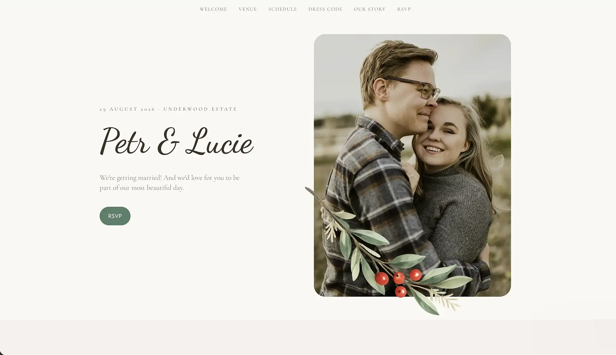 Wedding planning app interface from an AI builder example