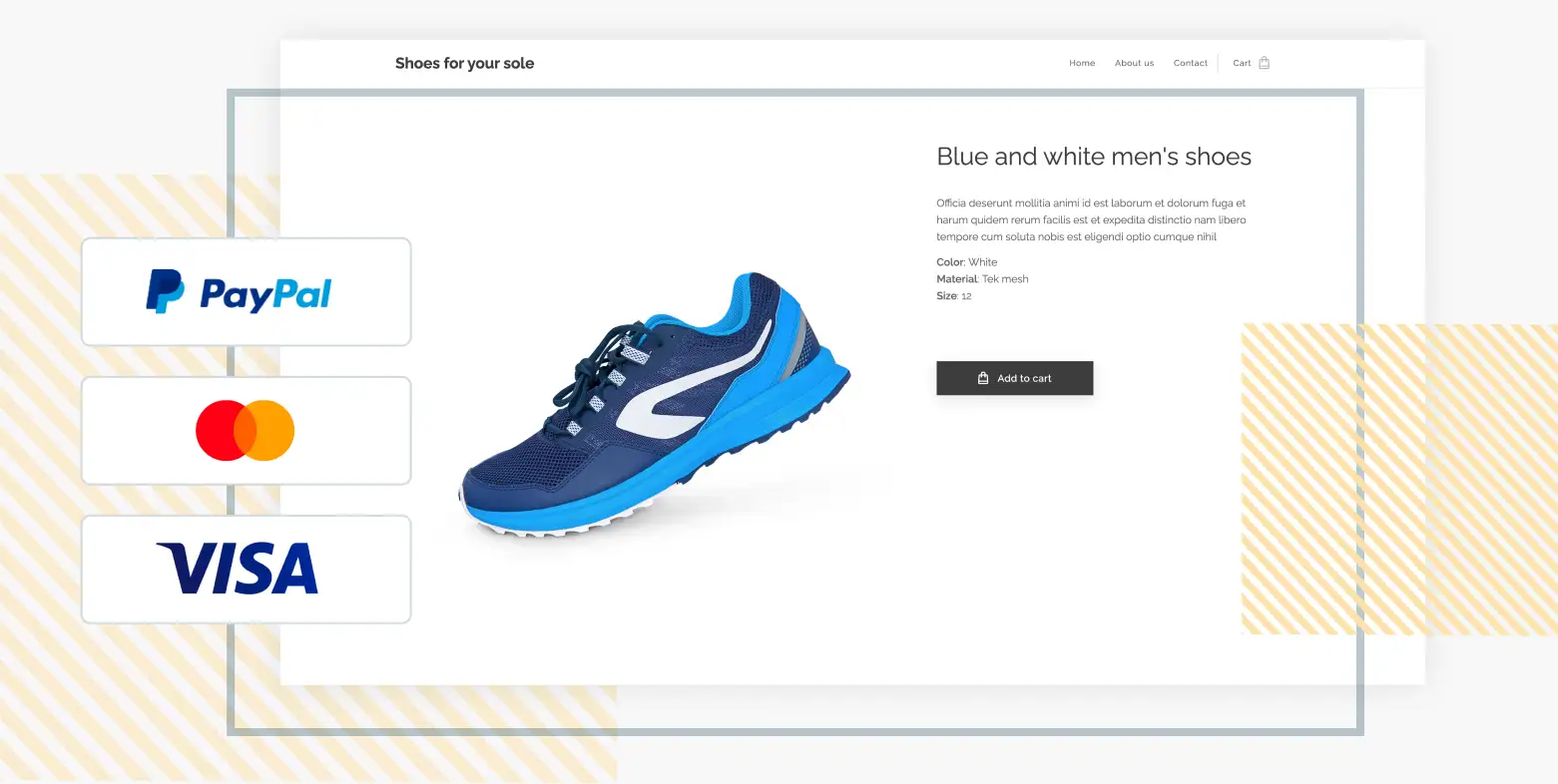 Website builder tools for taking payments from customers