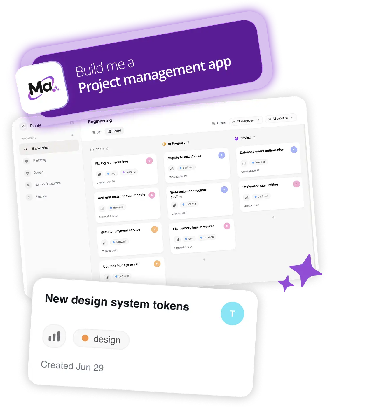 Project management web app example from Macaly AI