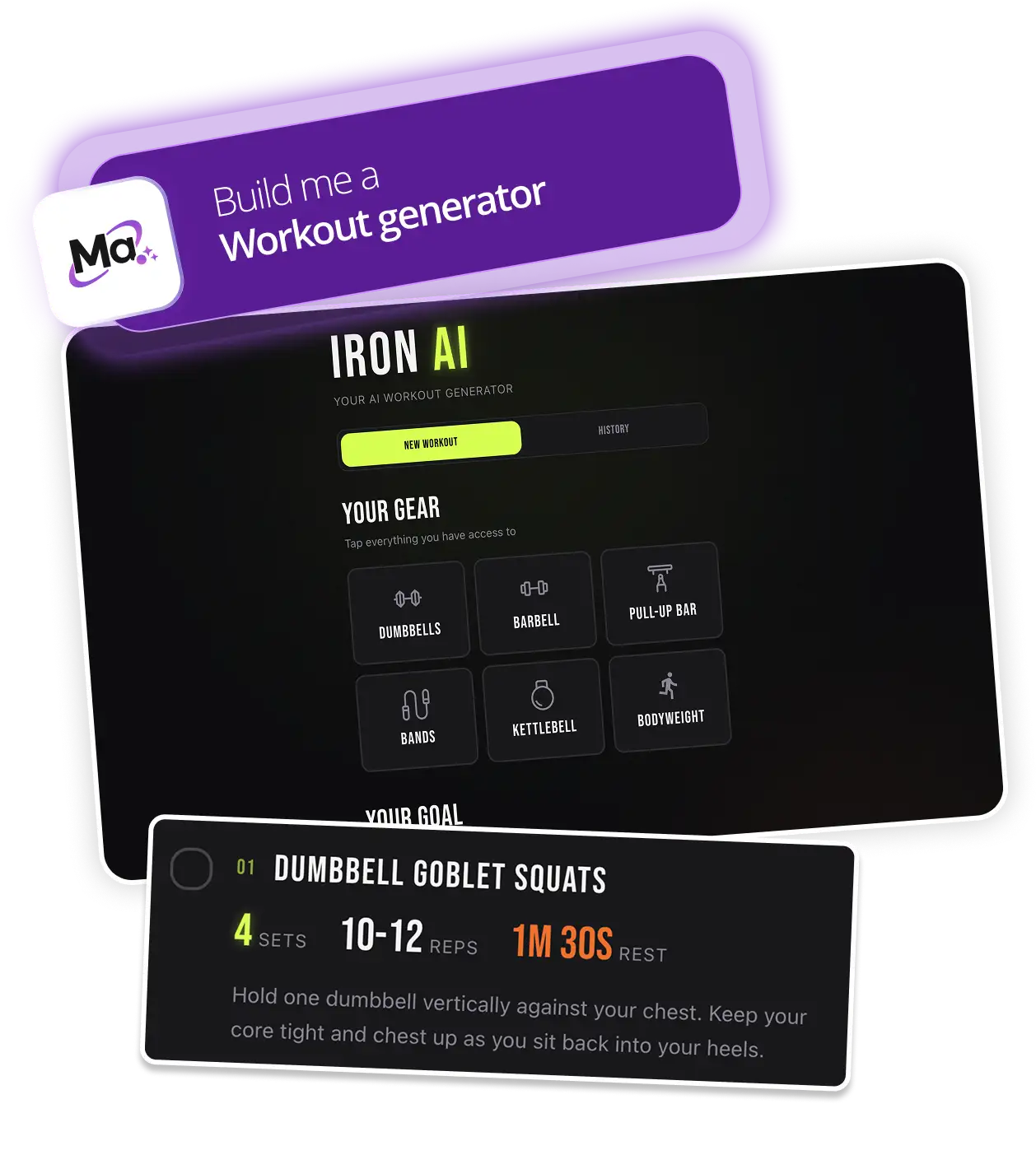 Workout generator example from the Macaly AI gallery