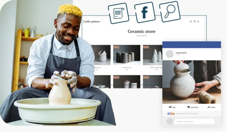 Website builder marketing and search optimisation features