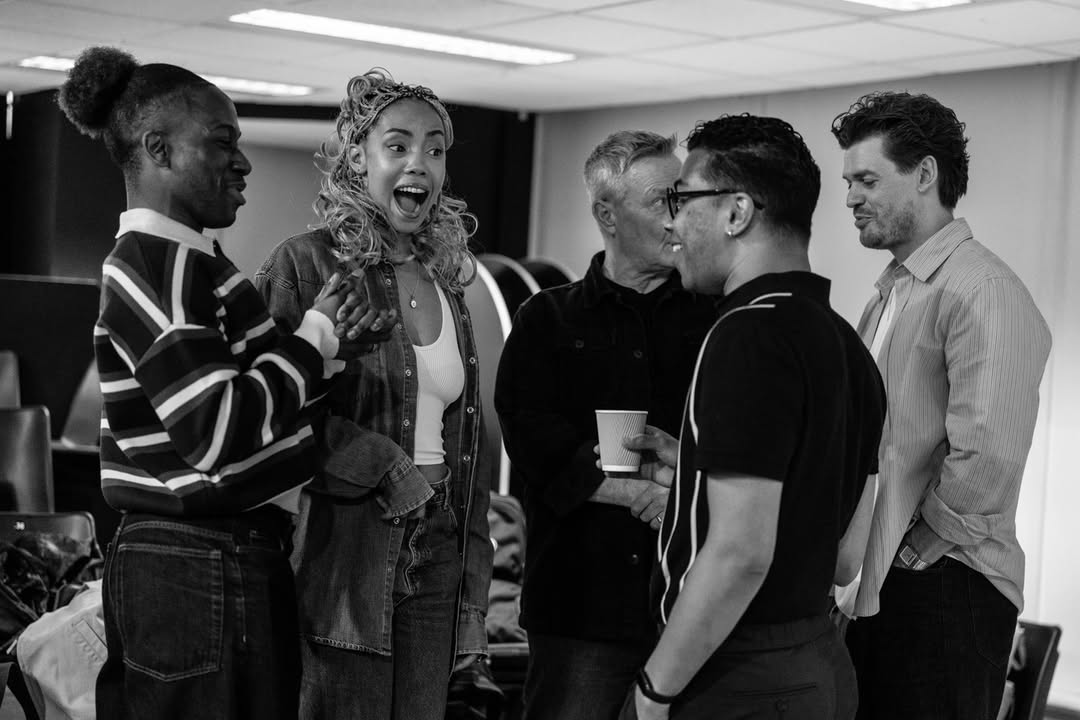 Sinatra the Musical cast members speak together backstage