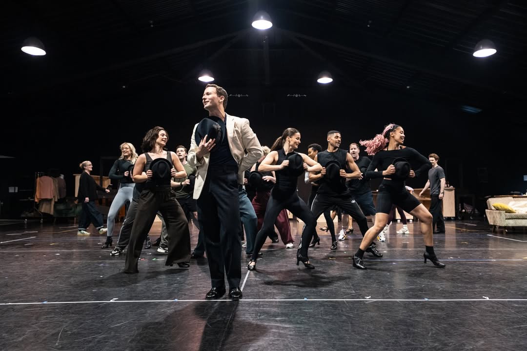Performers rehearse a dance scene for Sinatra the Musical