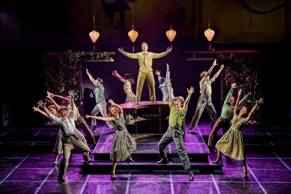 A staged scene from Sinatra the Musical with the cast on stage