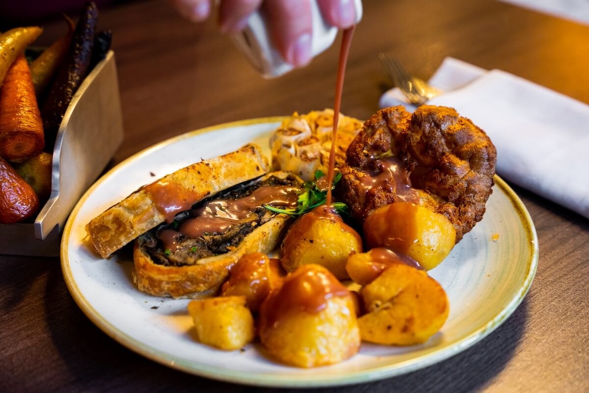 Roast dinner served at the Top Hat restaurant