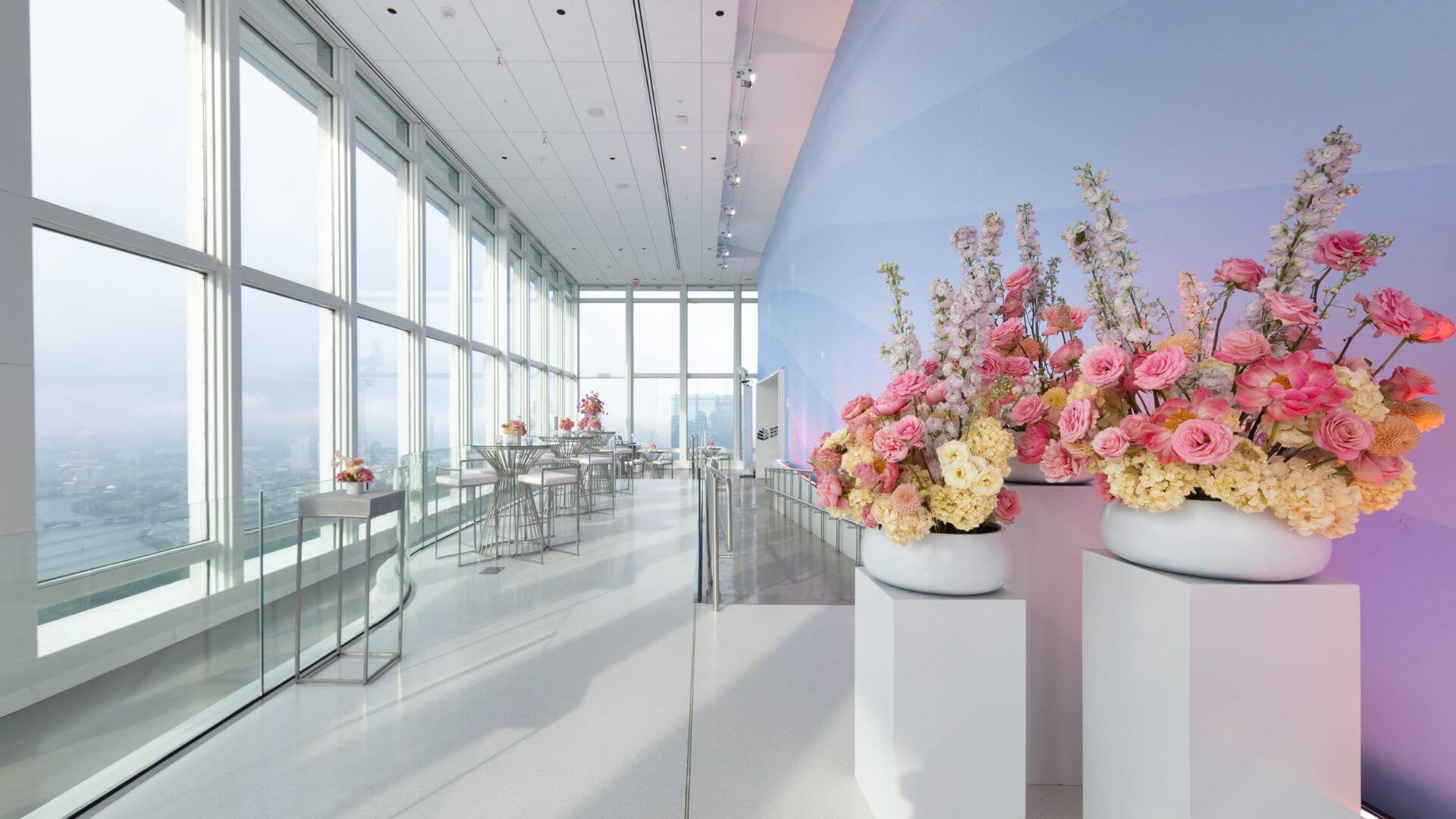 Event space set for a gathering at View Boston